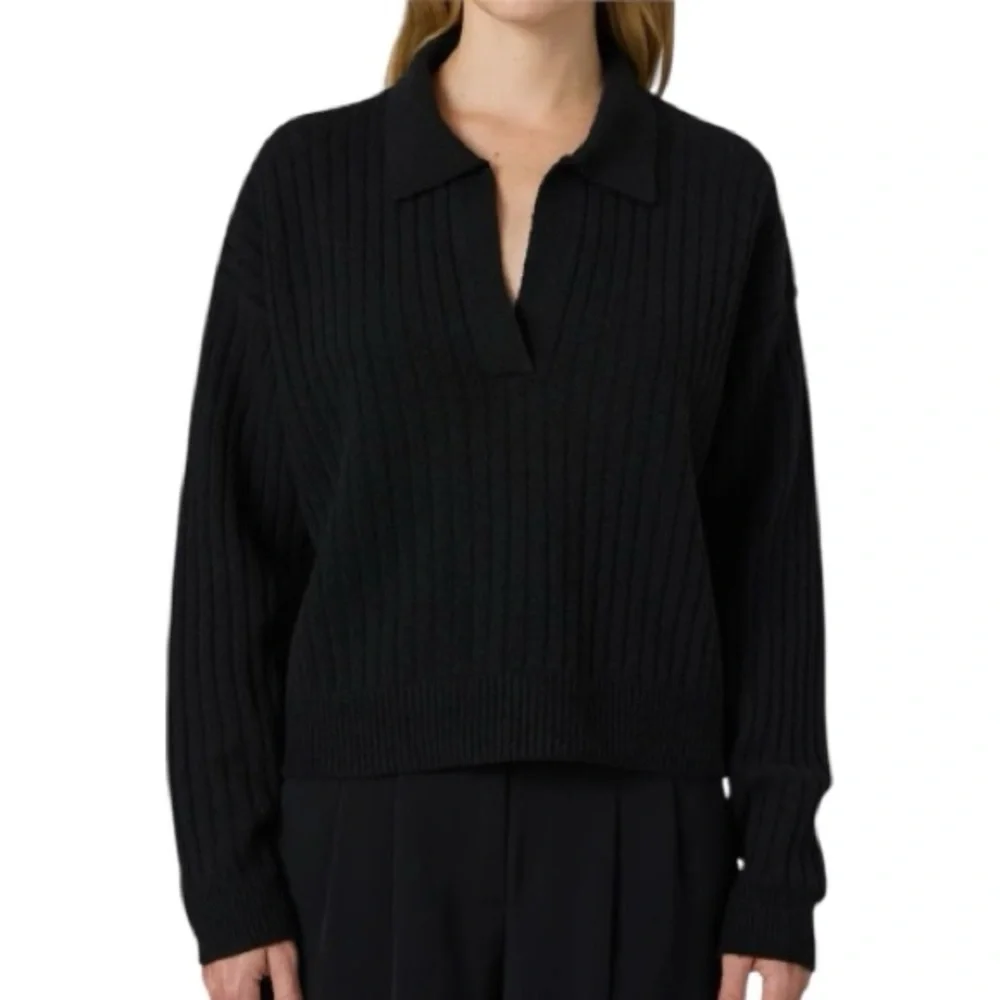 NWT French Connection Vhari Collar Long Sleeve Jumper Black L